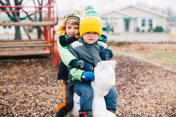 Enjoying a beautiful winter day outdoors with friends.