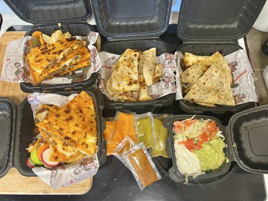 Quesabirria and quesadilla meals for the family. The house made salsa will spice up any menu order.