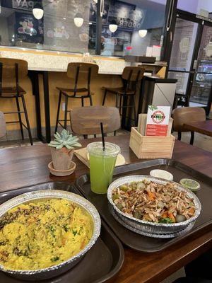 Chicken curry and chicken schwarma bowl