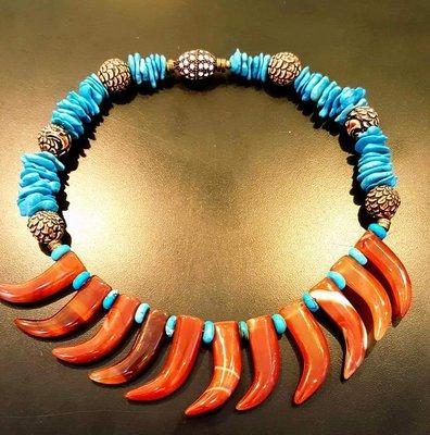 Turquoise Carnelian Coral Collar