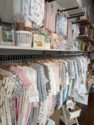 Large selection of footies, coveralls and gowns.