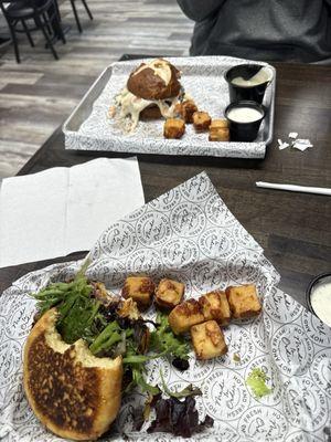 Southwest burger, queso burger, cheese curds