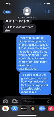 Text messages from business be irresponsible and unprofessional
