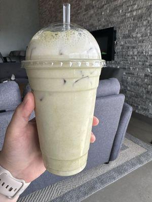 Matcha vanilla lavender with foam