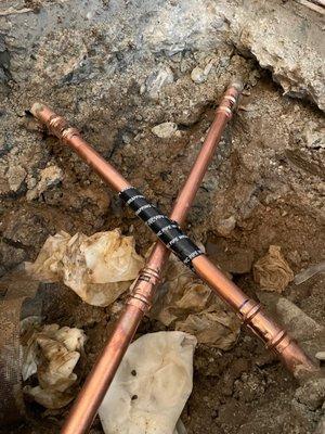 The pipe Mike replaced to stop the water leak under our slab.