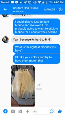 The pic of the hair she was supposedly getting