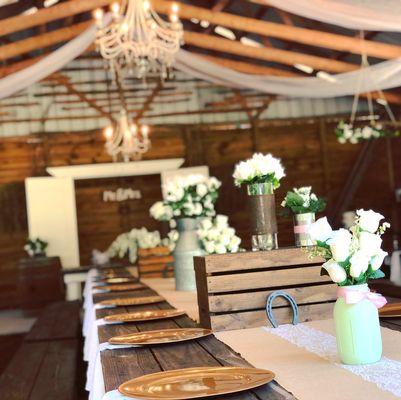 This country/farm themed wedding reception is the perfect example of rustic elegance!