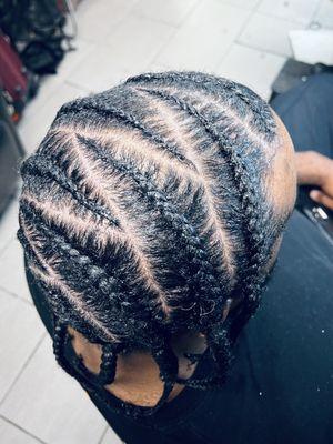 Natural hair wash and braid down with design
