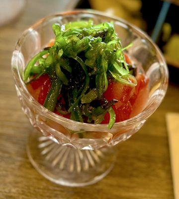 Eating lunch with family.