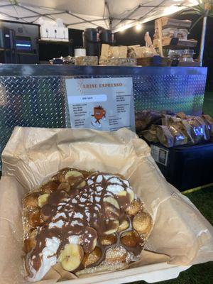 Nutella bubble waffles from Arise Espresso cart