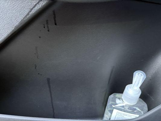 Dripping where my hand sanitizer was squirted and never wiped.