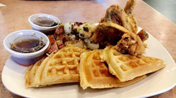 Wings & Waffles with Skillet Style Potatoes