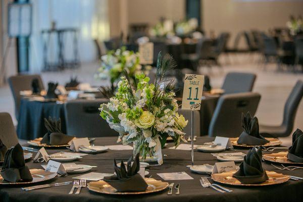 Jewel tones for peacock themed event