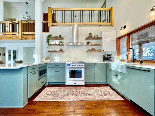 Live edge blue pine floating shelves