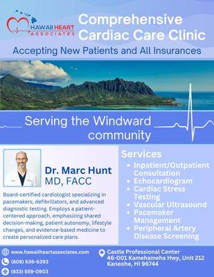 Aloha! Dr. Marc Hunt and Hawaii Heart Associates is committed to offering the most comprehensive cardiac care on the Windward side of Oahu!