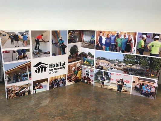 People working and coming together to build homes for families