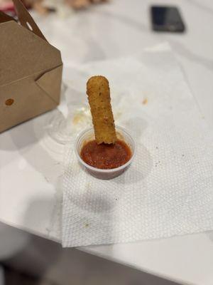Frozen marinara with bad mozzarella sticks.