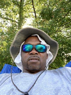 Me in the shade waiting my turn to practice my ally docking..