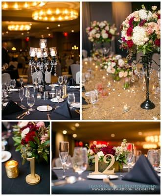 Wedding planned by Simply Elegant. Centerpieces put together by Kristen from Simply Elegant.
http://www.jeanninemarie.com/