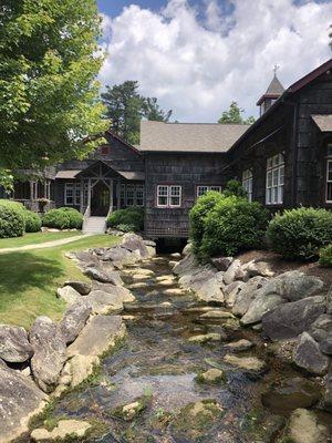 Beautiful stream runs under the Lodge.