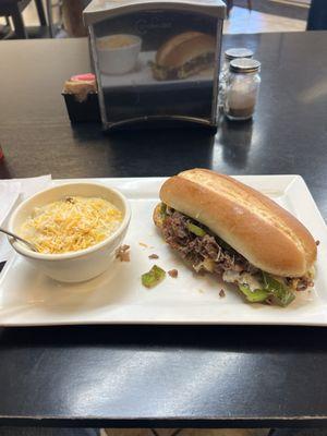 Philly cheesesteak and potato soup, yum!