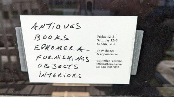 Hours and contact info