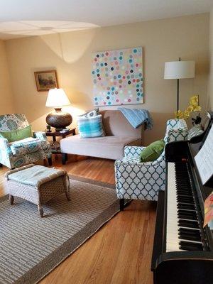 Let's make music in the living room at Adagio Manor Assisted Living. Join us today!