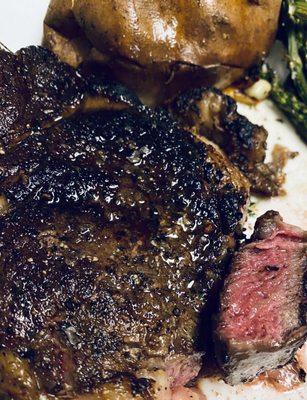 Ribeye steak medium well done