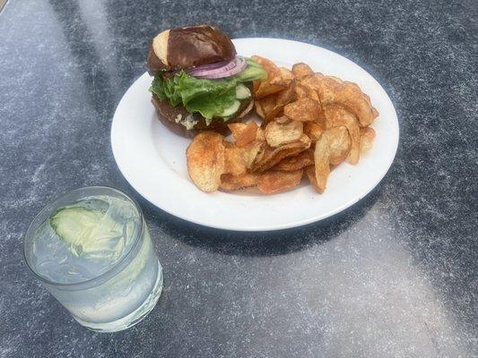 Cucumber Garden Party And Falafel Burger