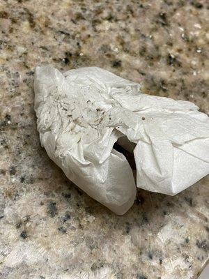 This was a tissue I ran across the counter.