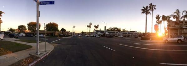 The office in relation to the summer sunsets.