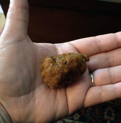 For $22 bucks, we received 22 of these "boneless wings." Basically, a chicken nugget.