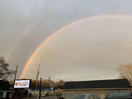 A double rainbow right outside of our salon