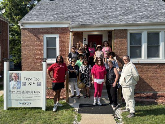 A Chicago Pope Tour outside of the childhood home of Pope Leo XIV