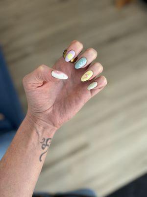 Patterned Pastel Design Gel Builder Manicure