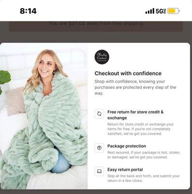 Their Free Return for Store Credit or Exchange + Package Protection policy