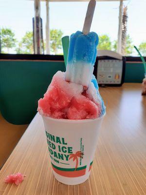 The Bomb Pop snocone from Bahama Bucks.