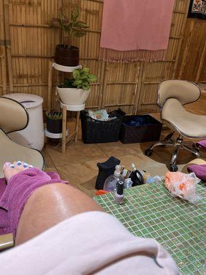 Private pedicure room for two.