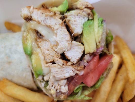 Chicken avocado wrap with ranch