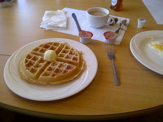 Yum! Belgian waffle was fine.. these places all serve corn syrup flavored like maple...