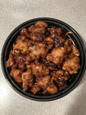 Orange Chicken bowl - shared by two people, and we each got two meals out of it!! Lots of food, great price for the portion.