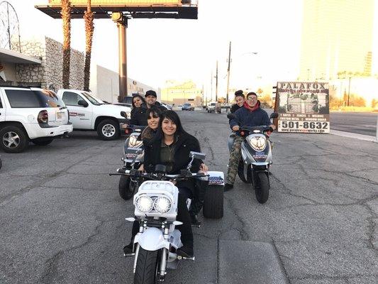 cruising around on a Trike and some Scooters