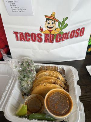 3 Tacos Dorados De Birria