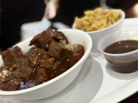 Beef Tips over rice with gravy