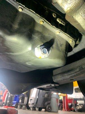 Welding on damaged oil pan from 10 Min Oil Change.