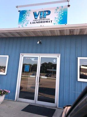 Front of VIP laundromat. Open 7-6 daily