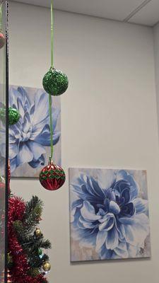 Seasonal decor in the lobby