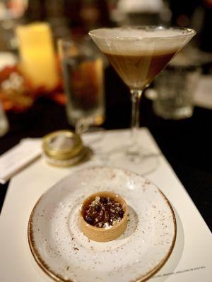 Chocolate mousse cup and espresso martini