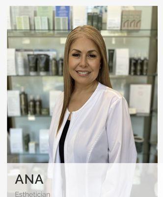 Esthetician Ana!
* dual exfoliation peels
* red light facials
* lash lift & tint
* face waxing