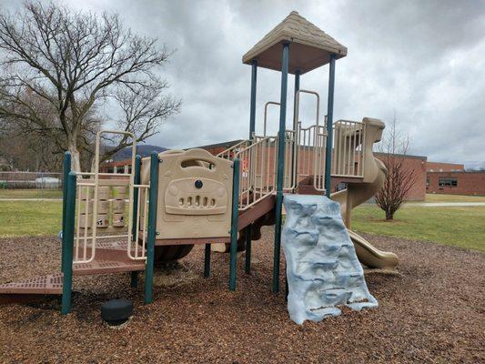 Who doesn't love a rock climbing wall? West Washington Elementary School in the distance.